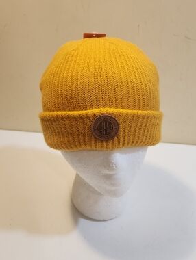 PUKKA Mustard Yellow Ribbed Beanie with Patch NWR